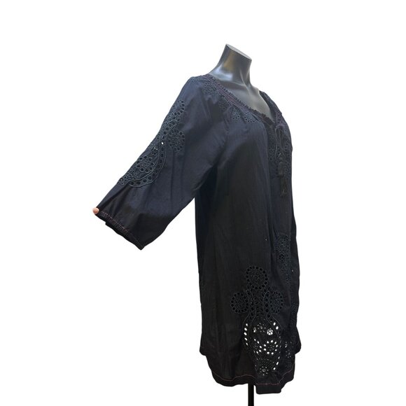 3J Workshop Navy Eyelet Embroidered Tunic Dress, Size XL - Picture 3 of 7